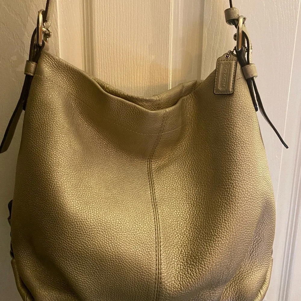 Coach Taupe Leather Shoulder Bag - Picture 6 of 7